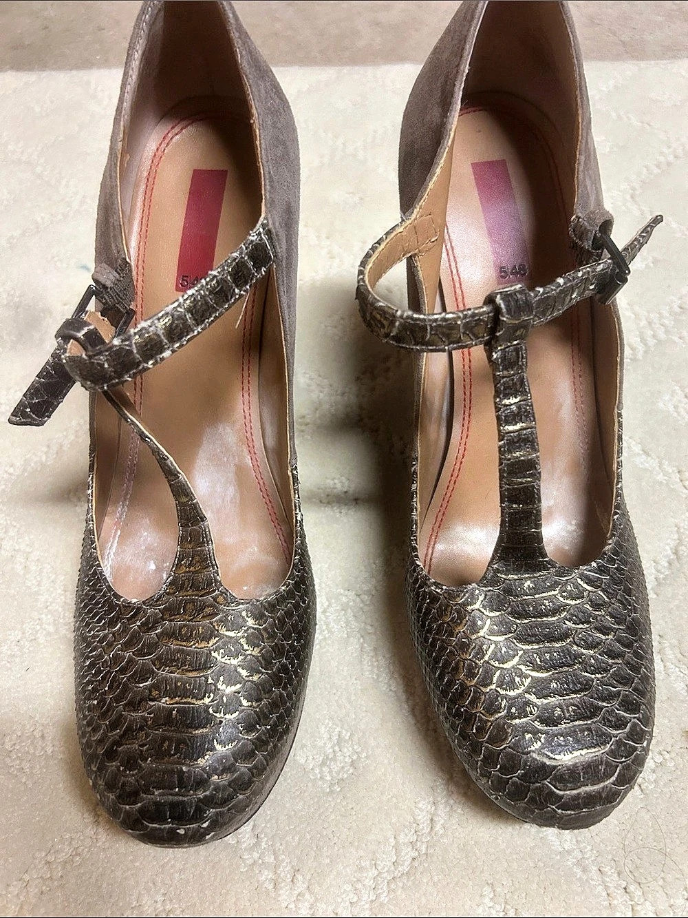 5|48 Brown Animal Print Mary Jane Heels